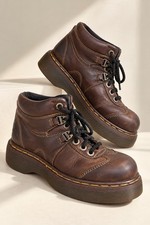 Dr. Martens Vintage 7547 Brown Leather Platform Boots Made in England Size UK 5