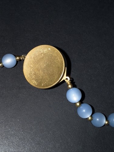 Collana Vintage Blu Luna Luminosa Perline Grosse Graduate 24" - Foto 6 di 12