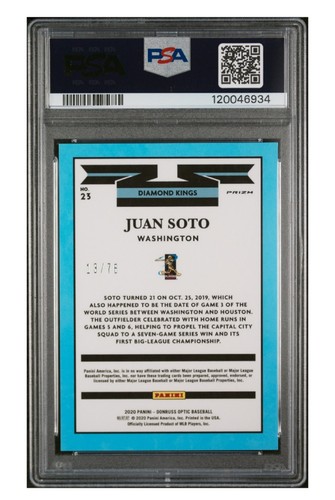 2020 Panini Donruss /76 Optic Diamond Kings Spirit of 76 Juan Soto #23 PSA 10 - Picture 2 of 2