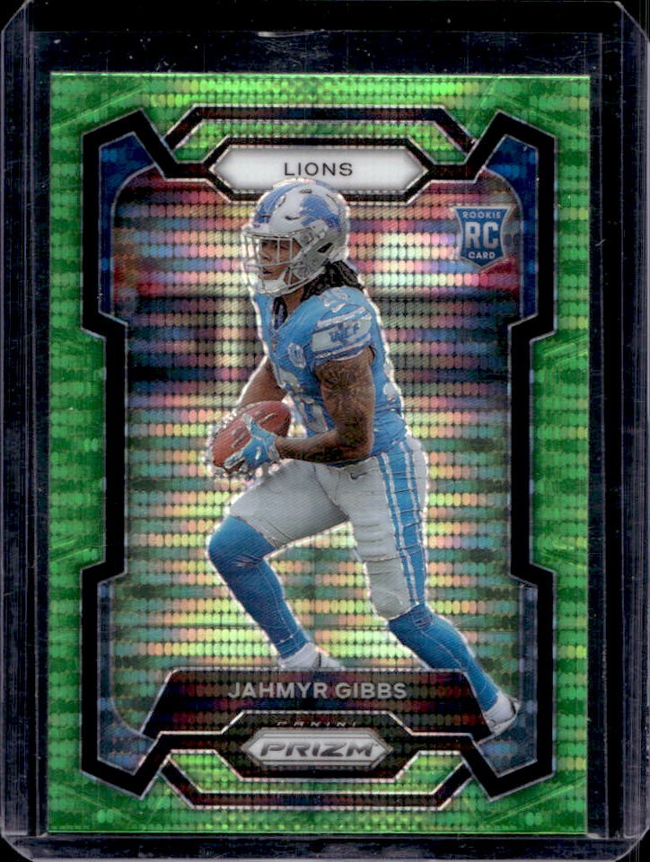 2023 Panini Prizm Jahmyr Gibbs RC Neon Green Pulsar Rookie #331 Lions