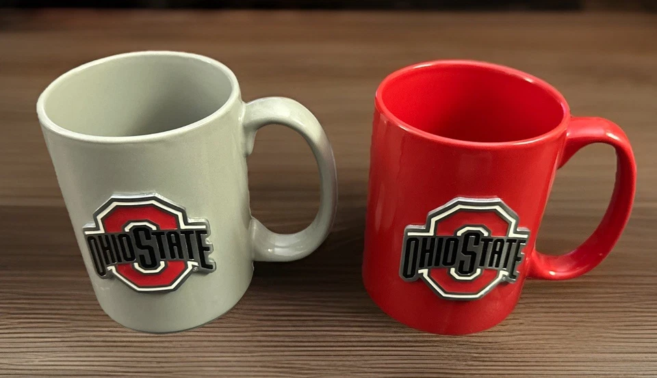 2 New Ohio State University Coffee Mugs, Raised Crest and Lettering, Red & Gray - Image 2 of 3