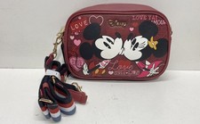 Disney Mickey & Minnie Mouse Burgundy Amour Crossbody Camera Bag Gold Hardware