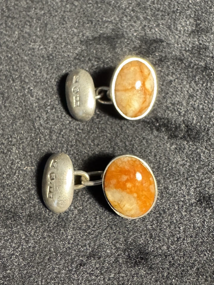 Antique Sterling Silver Chain Linked Cufflinks Stamped K H - Image 3 of 4