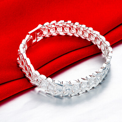 Pretty 925 Sterling Silver Fashion Necklace And Bracelet Jewelry Set - S29