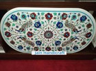 3'x2' White Marble peacock coffee Table Top Inlay lapis antique pietra dura dg