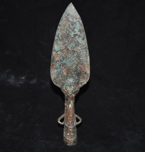 10" Old Chinese Dynasty period Pure bronze pattern Ancient weapon Dagger Sword - Picture 1 of 8