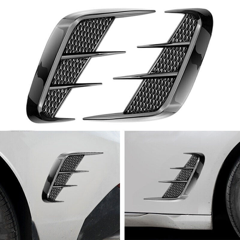 2PCS Car Side Door Fender Vent Air Wing Cover Trim Accessories Black Universal