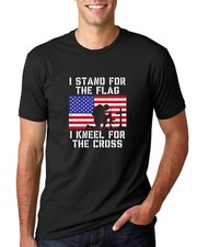 I Stand For The Flag I Kneel For The Cross Men American Pride T Shirt USA T
