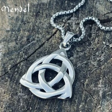 MENDEL Irish Celtic Triquetra Trinity Knot Pendant Necklace Stainless Steel Set
