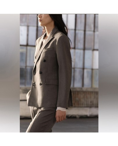 Zara double breasted wool suit blazer and Pant taupe gray - Picture 2 of 13