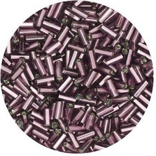 Czech Glass Bugle Beads Size 2 Amethyst Purple Silver Lined