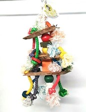 Large Parrot Toy Amazon Cockatoo Bird Toys Wood Bead Rope 18" Beak Tweakers