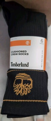 Timberland Men's Cushioned Crew Socks, [6 Pairs/ 12 Pack] Grey/Black Size 6-12