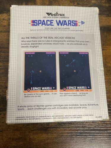 Space Wars Vectrex - Complete w/ Box, Overlay, Manual, Tray & Cart - Tested CIB - Picture 14 of 24