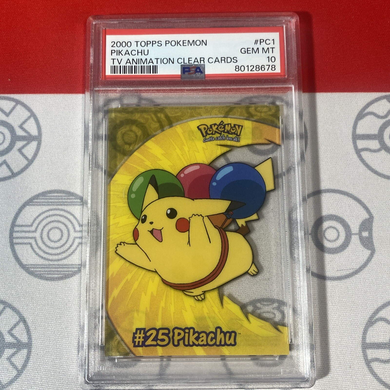 PSA 10 GEM Topps Pikachu Clear Card PC1 Pokemon 2000 TV Animation 8678
