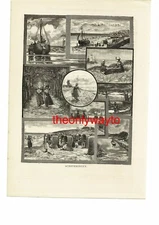 Scheveningen, Netherlands, 9 Scenes, Book Illustration (Print), 1890
