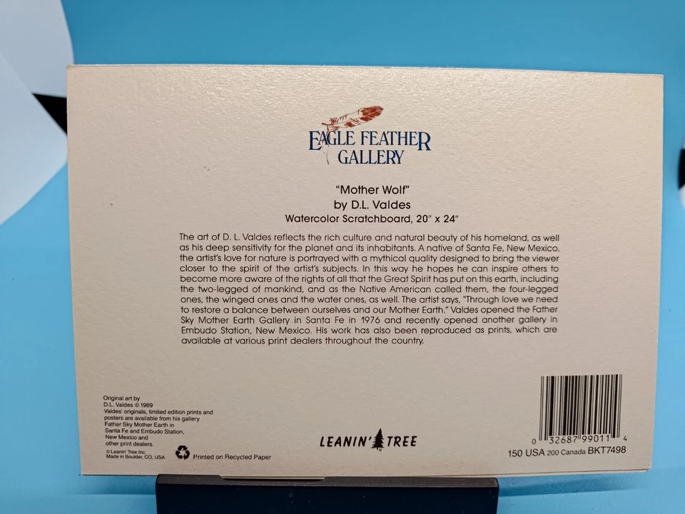 Leanin Tree Vtg (Mother Wolf  ) Eagle Feather Gallery Blank Card - Image 2 of 4