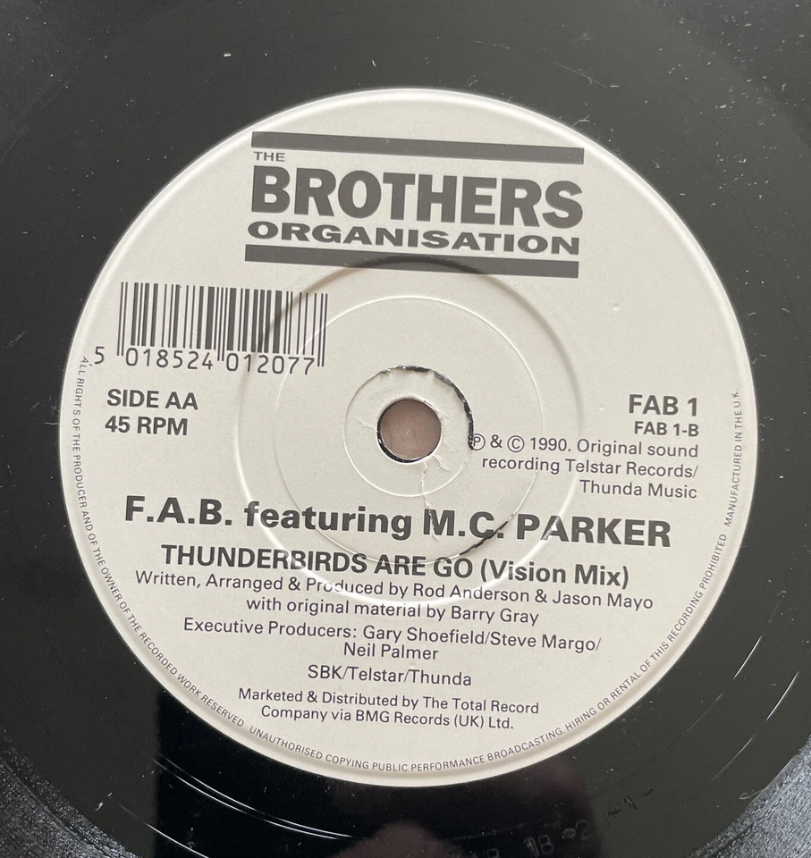 THUNDERBIRDS ARE GO! - F.A.B. featuring M.C.Parker 7” VINYL RECORD EX Con - Image 4 of 4