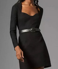 Anthropologie Long-Sleeve Sweetheart Slim Black Mini Dress Size 6