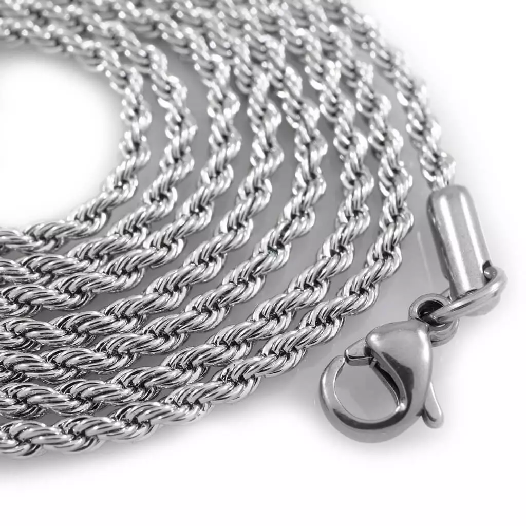 White gold plated rope chain outlet