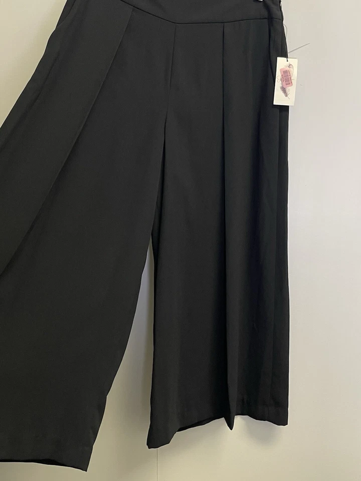 Jessica Simpson Capri Pants Womens Size 26 Wide Leg Black Pleated Pockets - Image 4 of 4