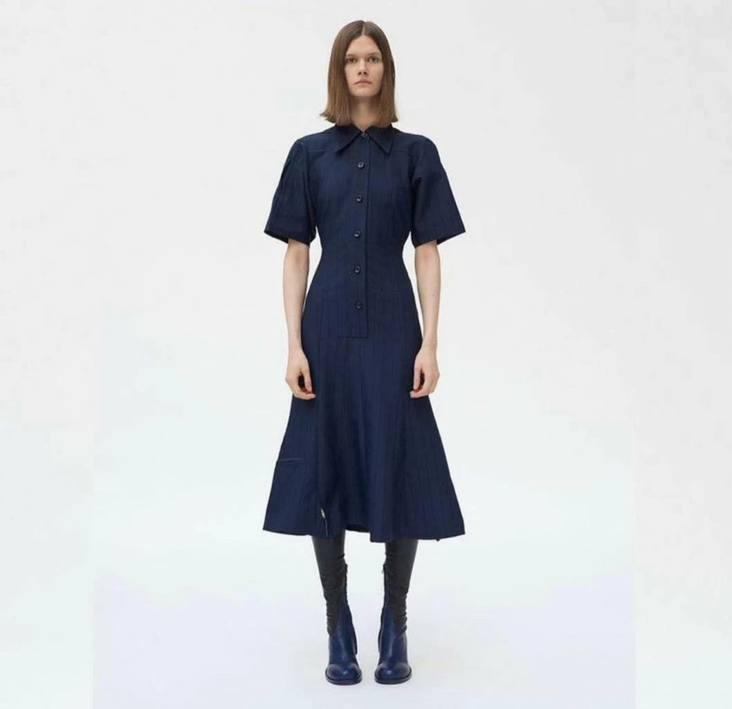 CELINE Lineare Jacquard Camicia Abito Navy Inverno '17 Oldine Celine Phoeb Ph