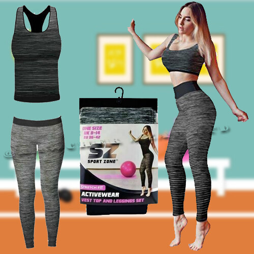 2 Pcs Set Women's Yoga Running Fitness Gym Workout Vest Top and Leggings Set - Picture 2 of 4