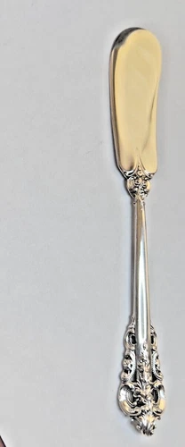 1 GRAND BAROQUE FLAT SOLID STERLING 6 3/8" BUTTER KNIFE POLISHED EXCELLENT HAVE4