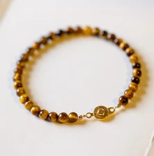 Natural 4mm Tiger's Eye Stone Dainty Bracelet Brown Gemstone Minimalist Bracelet