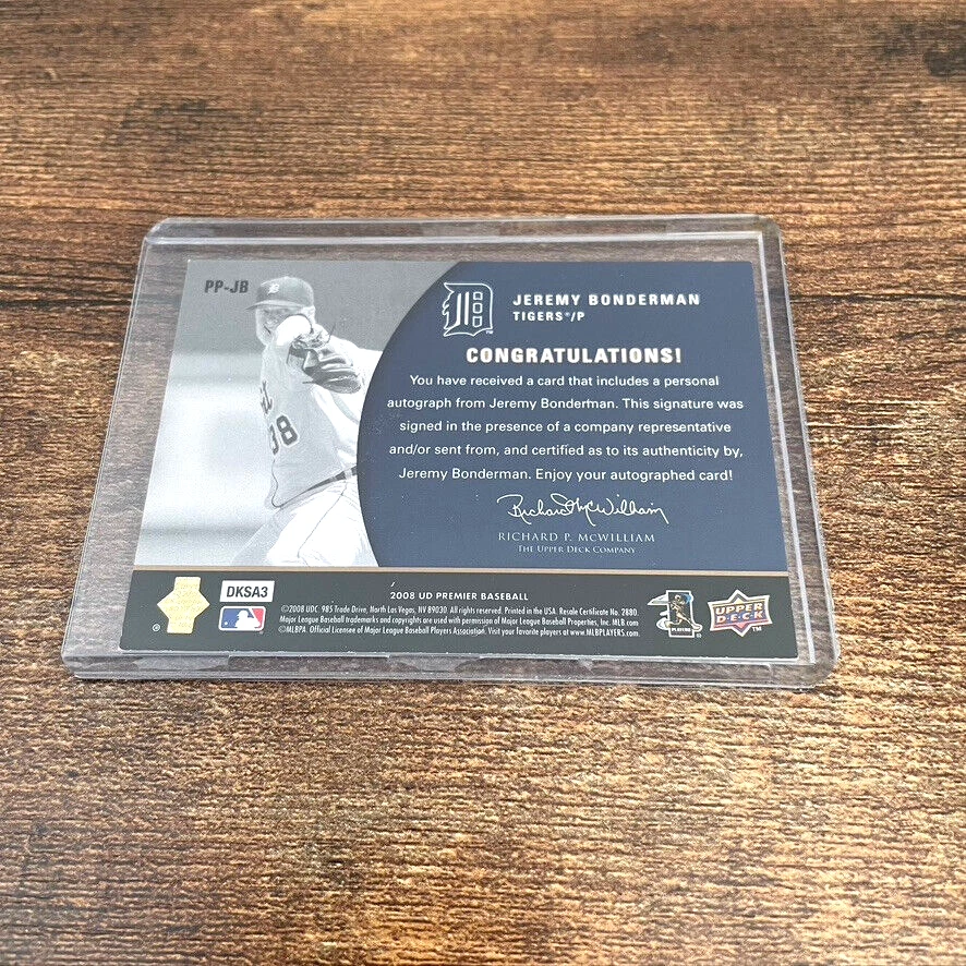UD Premier Penmanship 2008 Jeremy Bonderman/50 automático Detroit Tigers difícil de encontrar #PP-JB Foto 4 de 4