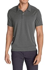 Eddie Bauer Men's Contour Performance Slub Polo Shirt Dark Smoke