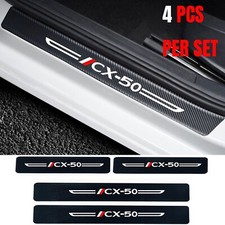 4Pcs Carbon Fiber Leather Car Door Sill Protector Stickers for Mazda Cx50 Cx-50