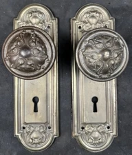 Reading Manufacturing Crofton Art Nouveau Door Knobs, Backplates, Mortise Lock