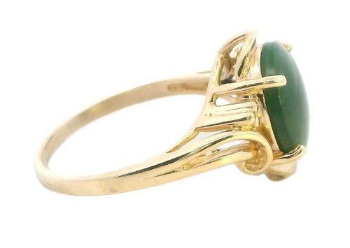 Elegant 9ct Yellow Gold Nephrite Jade Ring - Timeless Beauty - 第 6/16 張圖片