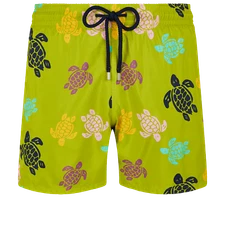 Mens Vilebrequin MahınMatcha& Green Macro Round Turtles Swim Shorts Trunks