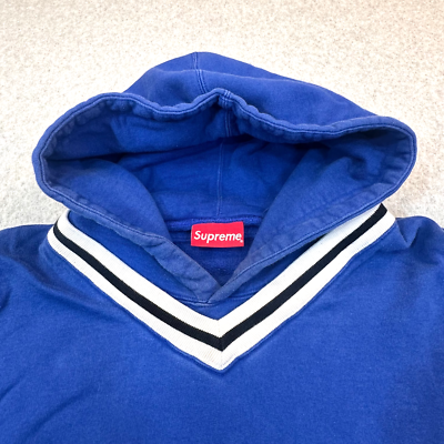 Supreme Hockey Pullover Hoodie Men's Large Blue Hype Yellow Spell