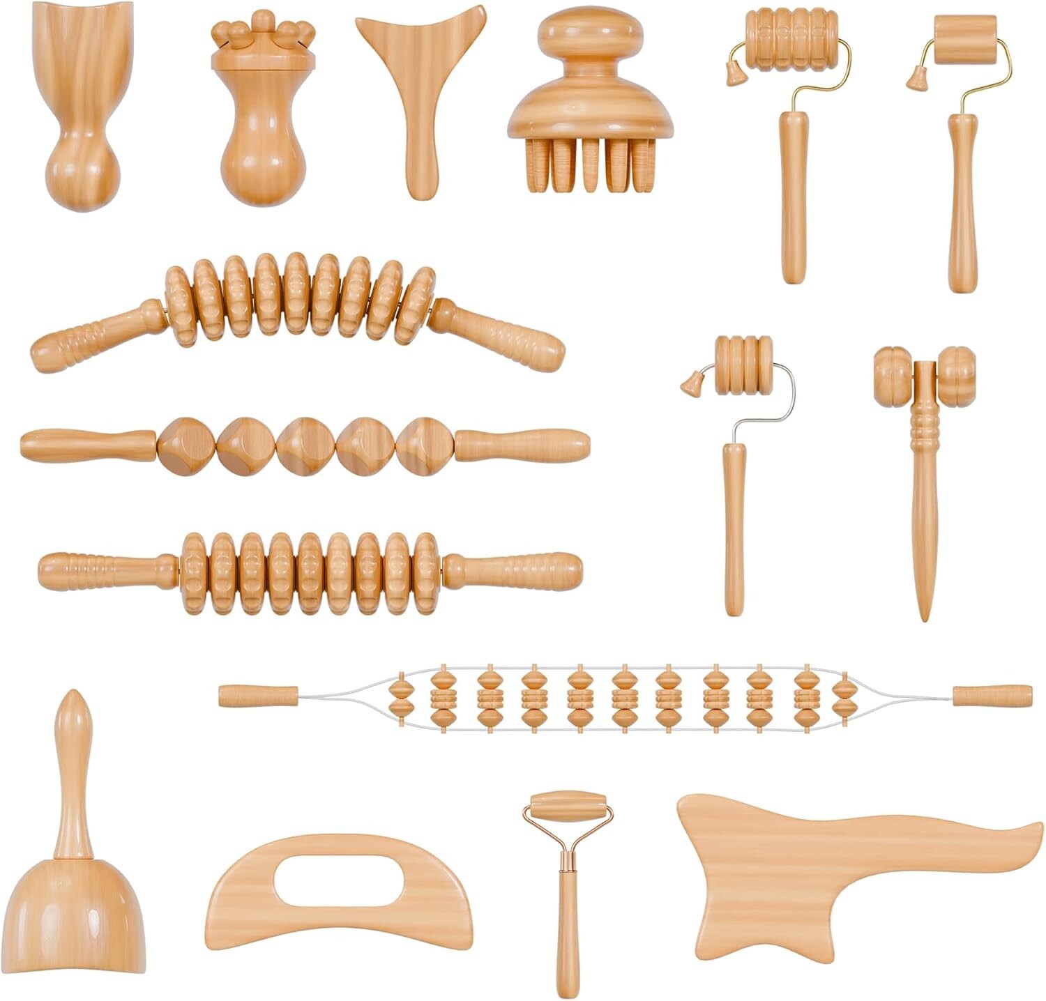 💥NIB 16 Pcs Wood Massage Set - Lymphatic Drainage, Pain Relief, Circulation💥