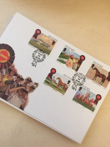Isle Of Man 2001 HORSE RACING Into The Final Furlong First Day Cover FDC