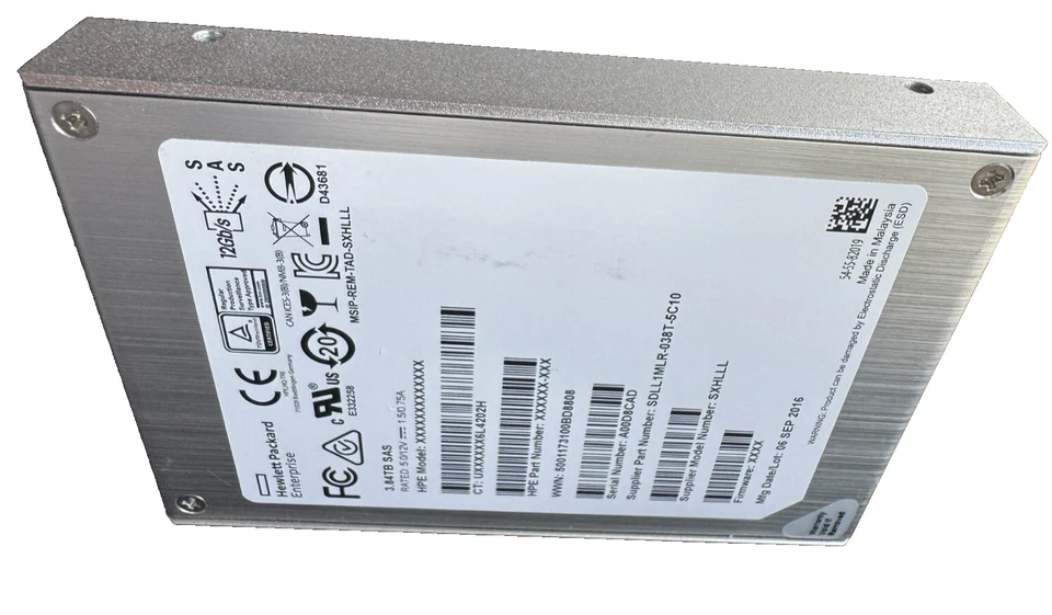 HPE SanDisk 3.84TB 2.5" SAS SSD 12Gbs/512B/s/Great HEALTH 96% - Image 3 of 4