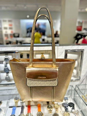 Michael Kors Jet Set Women Large 2-in-1 Metallic Leather Tote Bag