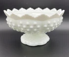Vintage Fenton White Milk Art Glass Hobnail Footed 6-Candle Holder Candle Bowl