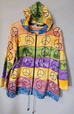 Peace Sign Women's Cotton Hooded Cotton Jacket - Large - Pre-owned