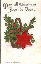 May All Christmas Joys Be Yours Holly Berries Postcard Posted
