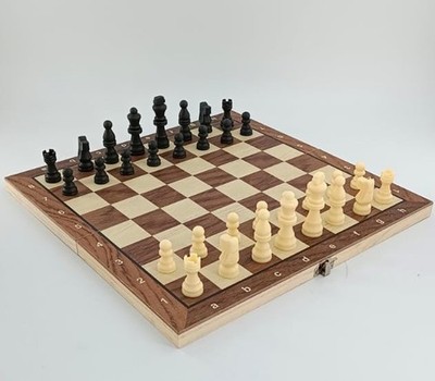 Faltbares Schachspiel aus Holz 3-in-1 Brett Tragbares Reiseschach 29x29 cm