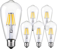 LED Edison Bulb Dimmable Vintage Light Bulb 6W Cool E26 Clear Glass