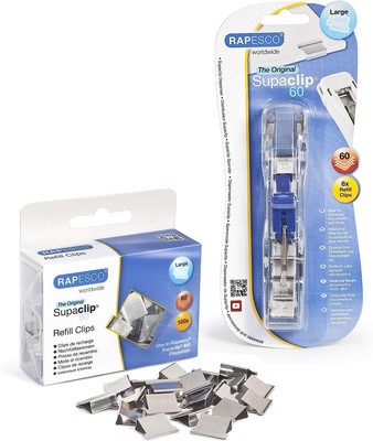 Rapesco Supaclip 60 Dispenser with 108 Reusable Stainless Steel Clips