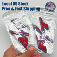 2Pcs Rear Badge For R/T RT Fender Letter Emblem Black Red Adhesive Nameplate