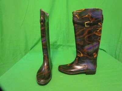 Lauren Ralph Lauren Rossalyn II Black/Multicolor 16'' Rain Boots Womens Size 7
