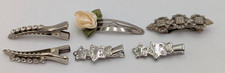 6 Vintage Rhinestone Metal Hair Clip Barrettes Butterfly Alligator Clip