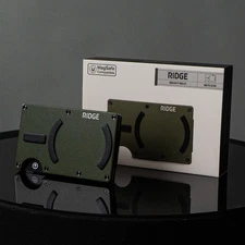 Ridge Wallet Matte Olive Green MagSafe- RFID Blocking Slim Minimalist Cash Strap
